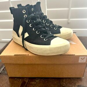 Veja Black and White High-Top Sneakers